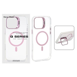 قاب اورجینال Q Series Bracket کریستالی Magsafe لنز استندشو Apple iPhone 16 Pro Max - صورتی (پک دار)