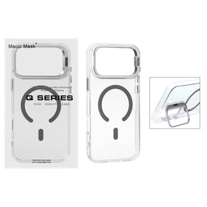قاب اورجینال Q Series Bracket کریستالی Magsafe لنز استندشو Apple iPhone 17 Pro - خاکستری (پک دار)