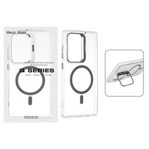 قاب اورجینال Q Series Bracket کریستالی Magsafe لنز استندشو Samsung Galaxy S25 Ultra - خاکستری (پک دار)