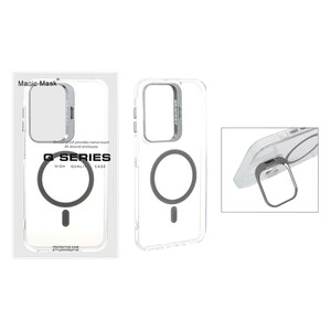 قاب اورجینال Q Series Bracket کریستالی Magsafe لنز استندشو Samsung Galaxy A17 / A16 / A26 - خاکستری (پک دار)