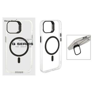 قاب اورجینال Q Series Bracket کریستالی Magsafe لنز استندشو Apple iPhone 13 / iPhone 14 - مشکی (پک دار)