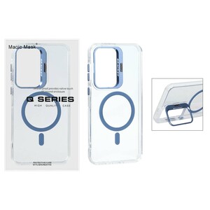 قاب اورجینال Q Series Bracket کریستالی Magsafe لنز استندشو Samsung Galaxy A56 / A36 - آبی (پک دار )