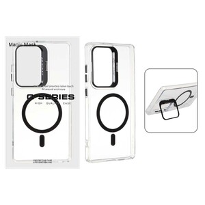 قاب اورجینال Q Series Bracket کریستالی Magsafe لنز استندشو Samsung Galaxy S25 Ultra - مشکی (پک دار)