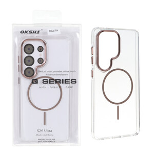قاب اورجینال Q Series کریستالی MagSafe لنز فلزی Samsung Galaxy S26 Ultra - قهوه ای (پک دار)