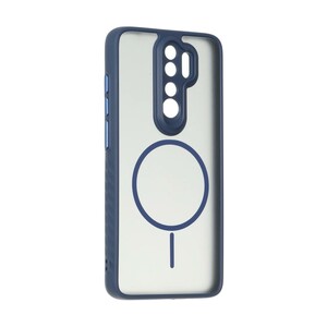 قاب مات طرح مگ سیف دور هاشور محافظ لنزدار Xiaomi Redmi Note 8 Pro - سرمه ای