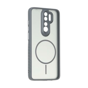 قاب مات طرح مگ سیف دور هاشور محافظ لنزدار Xiaomi Redmi Note 8 Pro - خاکستری