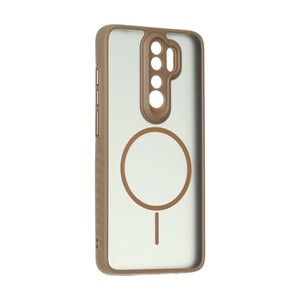قاب مات طرح مگ سیف دور هاشور محافظ لنزدار Xiaomi Redmi Note 8 Pro - قهوه ای