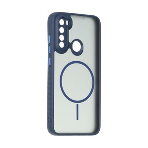 قاب مات طرح مگ سیف دور هاشور محافظ لنزدار Xiaomi Redmi Note 8 - سرمه ای