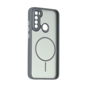 قاب مات طرح مگ سیف دور هاشور محافظ لنزدار Xiaomi Redmi Note 8 - خاکستری