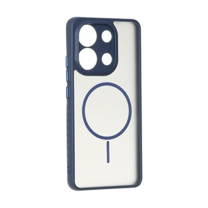 قاب مات طرح مگ سیف دور هاشور محافظ لنزدار Xiaomi Redmi Note 13 4G - سرمه ای