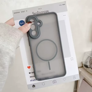 قاب مات طرح مگ سیف دور هاشور محافظ لنزدار Xiaomi Redmi 14C / Redmi A4 / Poco C75 - سرمه ای