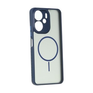 قاب مات طرح مگ سیف دور هاشور محافظ لنزدار Xiaomi Redmi 13C / Poco C65 - سرمه ای