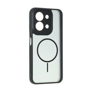 قاب مات طرح مگ سیف دور هاشور محافظ لنزدار Xiaomi Redmi 15C / Poco C85 - مشکی