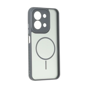 قاب مات طرح مگ سیف دور هاشور محافظ لنزدار Xiaomi Redmi 15C / Poco C85 - خاکستری