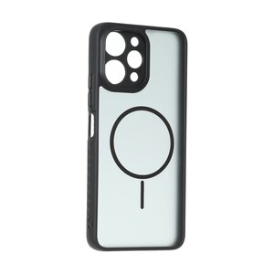 قاب مات طرح مگ سیف دور هاشور محافظ لنزدار Xiaomi Redmi 12 / Poco M6 Pro 5G - مشکی
