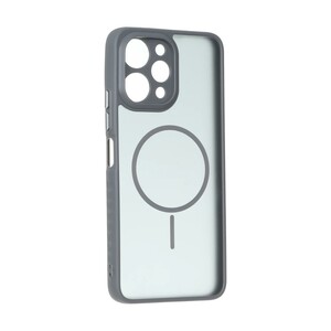 قاب مات طرح مگ سیف دور هاشور محافظ لنزدار Xiaomi Redmi 12 / Poco M6 Pro 5G - خاکستری
