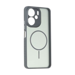قاب مات طرح مگ سیف دور هاشور محافظ لنزدار Xiaomi Redmi 13C / Poco C65 - خاکستری