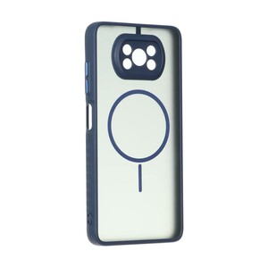قاب مات طرح مگ سیف دور هاشور محافظ لنزدار Xiaomi Poco X3 / Poco X3 Pro / Poco X3 NFC - سرمه ای