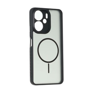 قاب مات طرح مگ سیف دور هاشور محافظ لنزدار Xiaomi Redmi 13C / Poco C65 - مشکی
