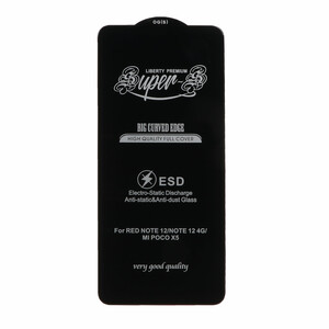 محافظ صفحه نمایش شیشه ای آنتی استاتیک Full Cover Super S-OG مدل Xiaomi Redmi Note 12 4G / Redmi Note 12 5G / Poco X5 / Honor X8 / X8A / X10 / Realme 11 / Oppo A98 / Oppo A58 / Note 12R Pro - مشکی (بدون پک)