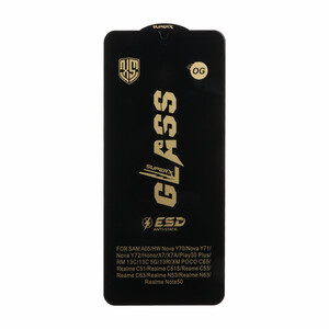 محافظ صفحه نمایش شیشه ای درجه یک Full Cover Super X OG - ESD OVOG مدل Samsung Galaxy A07 / A06 / A05 / Xiaomi Redmi 13C / Poco C65 / Poco M6 5G / Honor X7 / X7A / Realme C51 / Realme C53