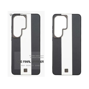 قاب اورجینال Unique Case چرمی دورنگ لوگو فلزی لنز برجسته Samsung Galaxy S26 Ultra - مشکی سفید کد 1 (پک دار)
