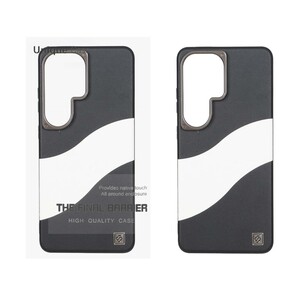 قاب اورجینال Unique Case چرمی دورنگ لوگو فلزی لنز برجسته Samsung Galaxy S26 Ultra - مشکی سفید (پک دار)