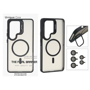 قاب Case Pro لنز آلومینیومی مات Magsafe با ست محافظ لنز رینگی مدلSamsung Galaxy S26 Ultra - مشکی (پک دار)