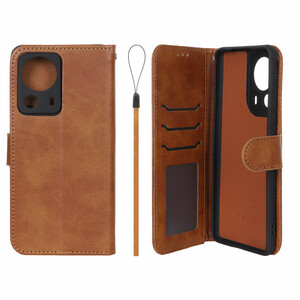 کیف موبایل مگنتی درجه یک داخل خز MNC Plus مدل Xiaomi Mi 13 Lite - عسلی