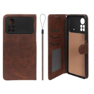 کیف موبایل مگنتی درجه یک داخل خز MNC Plus مدل Xiaomi Poco X4 Pro - قهوه ای
