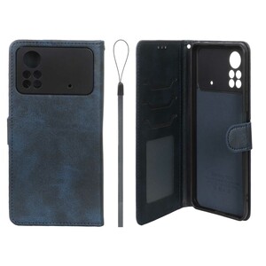 کیف موبایل مگنتی درجه یک داخل خز MNC Plus مدل Xiaomi Poco X4 Pro - سرمه ای