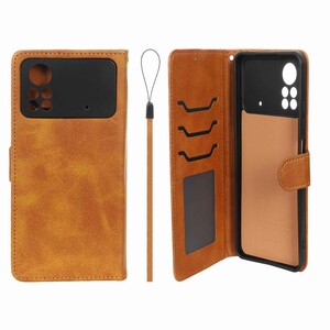 کیف موبایل مگنتی درجه یک داخل خز MNC Plus مدل Xiaomi Poco X4 Pro - عسلی