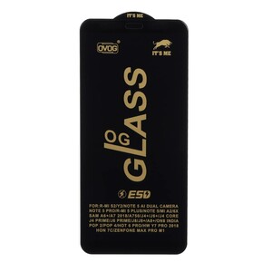 محافظ صفحه نمایش شیشه ای درجه یک Samsung Galaxy A750 / J4 Core / J4 Plus / J6 Plus / J8 / A8 Plus / A6 Plus / A7 2018 - Full Cover OG - ESD OVOG - مشکی (بدون پک)