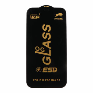 محافظ صفحه نمایش شیشه ای درجه یک Apple iphone 12 Pro Max - Full Cover OG - ESD OVOG - (بدون پک) - مشکی