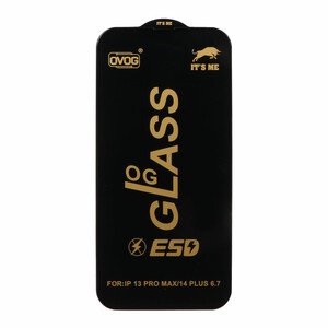 محافظ صفحه نمایش شیشه ای درجه یک Apple iphone 13 Pro Max / 14plus (max) - Full Cover OG - ESD OVOG (بدون پک) - مشکی