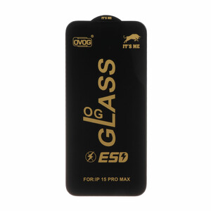 محافظ صفحه نمایش شیشه ای درجه یک Iphone 15 Pro Max  - Full Cover OG - ESD OVOG