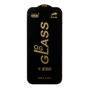 محافظ صفحه نمایش شیشه ای درجه یک Apple iPhone 17 / iPhone 16 Pro - Full Cover OG - ESD OVOG - (بدون پک) - مشکی