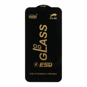 محافظ صفحه نمایش شیشه ای درجه یک Apple iphone X Max / XS Max / 11 Pro Max - Full Cover OG - ESD OVOG (بدون پک) - مشکی