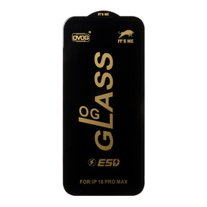 محافظ صفحه نمایش شیشه ای درجه یک Apple iPhone 16 Pro Max - Full Cover OG - ESD OVOG - (بدون پک) - مشکی