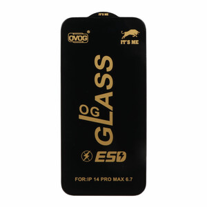 محافظ صفحه نمایش شیشه ای درجه یک Apple iphone 14 Pro Max - Full Cover OG - ESD OVOG - مشکی (بدون پک)