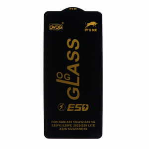 محافظ صفحه نمایش شیشه ای درجه یک Samsung Galaxy A51 / A52 / A52S / A53 / S20 FE - Full Cover OG - ESD OVOG  (بدون پک) - مشکی