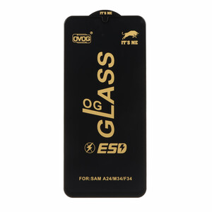 محافظ صفحه نمایش شیشه ای درجه یک Full Cover OG - ESD OVOG مدل Samsung A15 / A25 / A24 / M34 / F34 - مشکی (بدون پک)