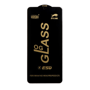 محافظ صفحه نمایش شیشه ای درجه یک Xiaomi Redmi 14C / Poco C75 /  Poco C71 / Redmi A5 / Redmi A3 Pro / Redmi A4 - Full Cover OG - ESD OVOG - (بدون پک) - مشکی