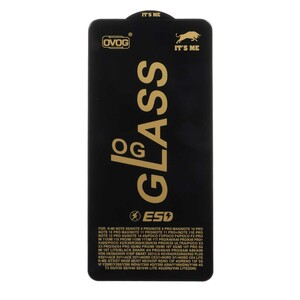محافظ صفحه نمایش شیشه ای درجه یک Xiaomi Redmi Note 14 4G - Full Cover OG - ESD OVOG - (بدون پک) - مشکی
