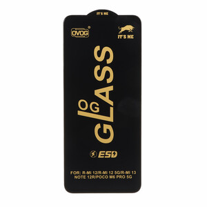 محافظ صفحه نمایش شیشه ای درجه یک Xiaomi Redmi 12 / Redmi 13X / Redmi 13 4G / Poco M6 Pro 5G / Poco M6 4G - Full Cover OG - ESD OVOG
