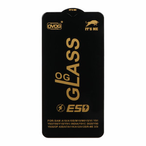 محافظ صفحه نمایش شیشه ای درجه یک Samsung A10 / A10S / M10 / M20 / M01S - Full Cover OG - ESD OVOG - (بدون پک) - مشکی