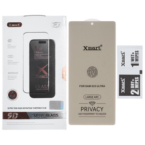 محافظ صفحه نمایش شیشه ای بدون حاشیه Xmart Privacy 3D Large Arc مدل Samsung Galaxy S25 Ultra (پک دار)