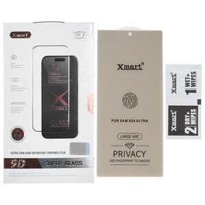 محافظ صفحه نمایش شیشه ای بدون حاشیه Xmart Privacy 3D Large Arc مدل Samsung Galaxy S24 Ultra (پک دار)