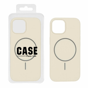 قاب سیلیکونی پاک کنی اورجینال درجه یک Magsafe مدل Apple iPhone 15 / iPhone 14 / iPhone 13 - کرم (پک دار)