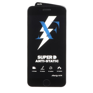 محافظ صفحه نمایش شیشه ای Super D Anti Static ALFA مدل Apple iPhone 6 / iPhone 6S / iPhone 7 / iPhone 8 / iPhone SE 2020 / iPhone SE 2022 - مشکی (بدون پک)